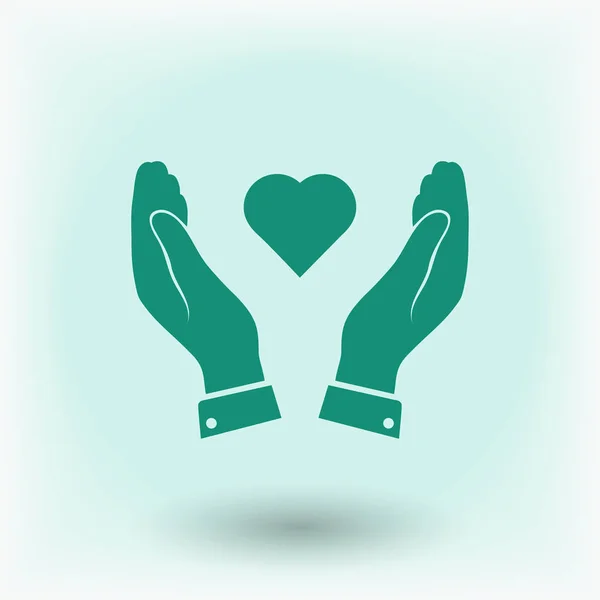 Heart and hands icon — Stock Vector