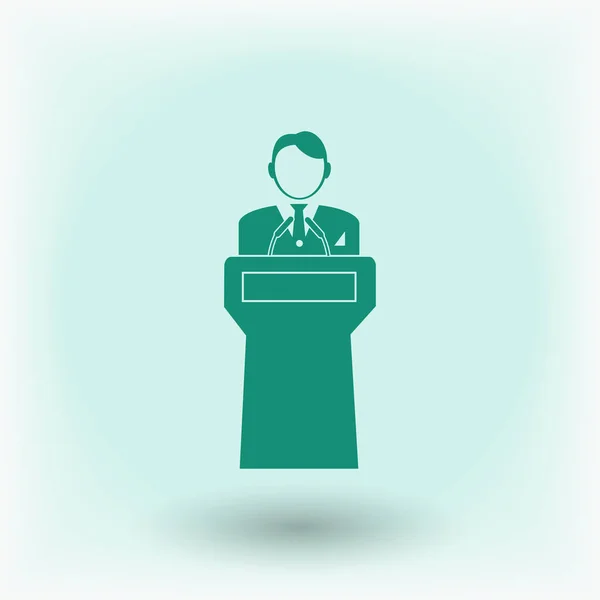 Speaker standing behind podium — Stock Vector