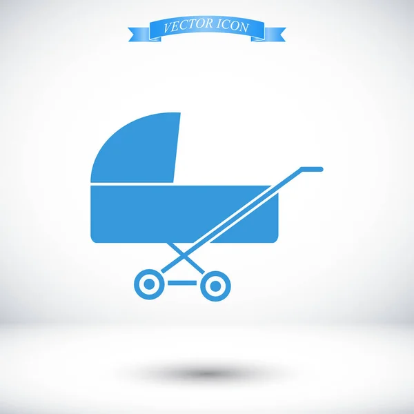 Blauwe pram pictogram — Stockvector