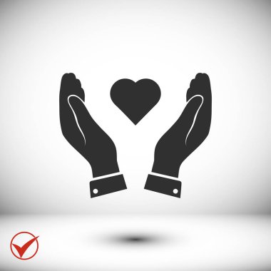 kalp el düz simgesi