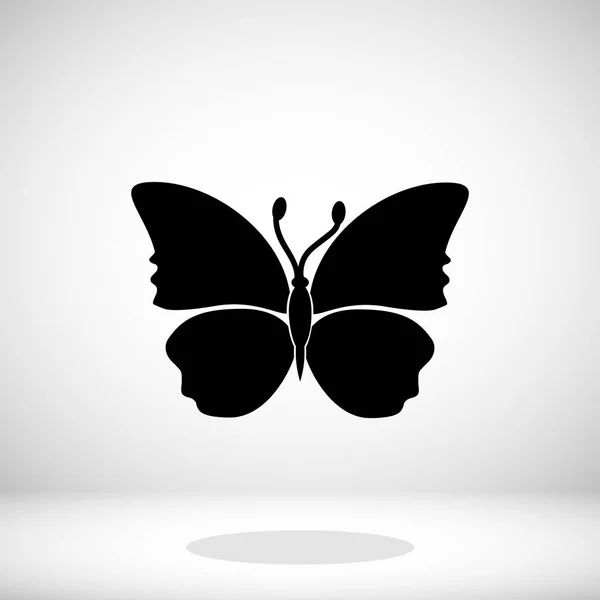 Ikon kupu-kupu hitam - Stok Vektor