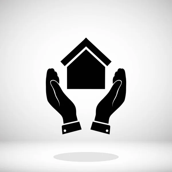 Руки и дом иконка квартиры — стоковый вектор