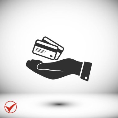 elinde kredi kartı simgesi