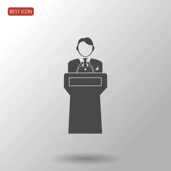 Speaker stands behind the podium — Stock Vector