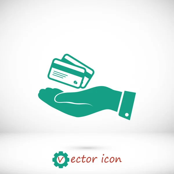 Icono de la tarjeta de crédito en mano — Vector de stock
