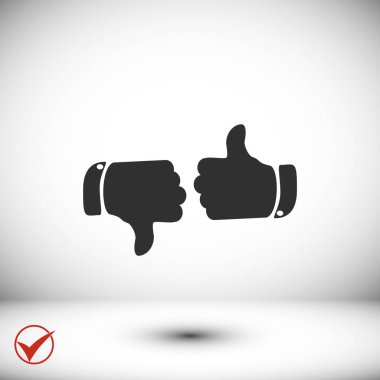 başparmak yukarı ve başparmak aşağı simgeler