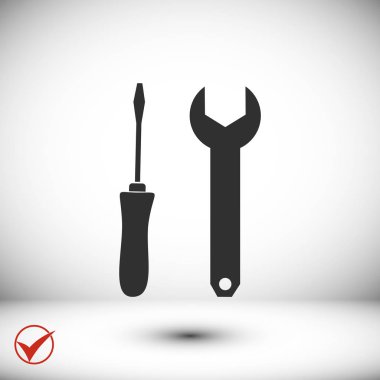 İngiliz anahtarı ve tornavida simgesi