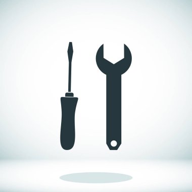 İngiliz anahtarı ve tornavida simgesi