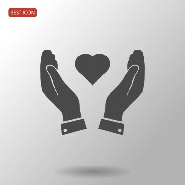 kalp el düz simgesi