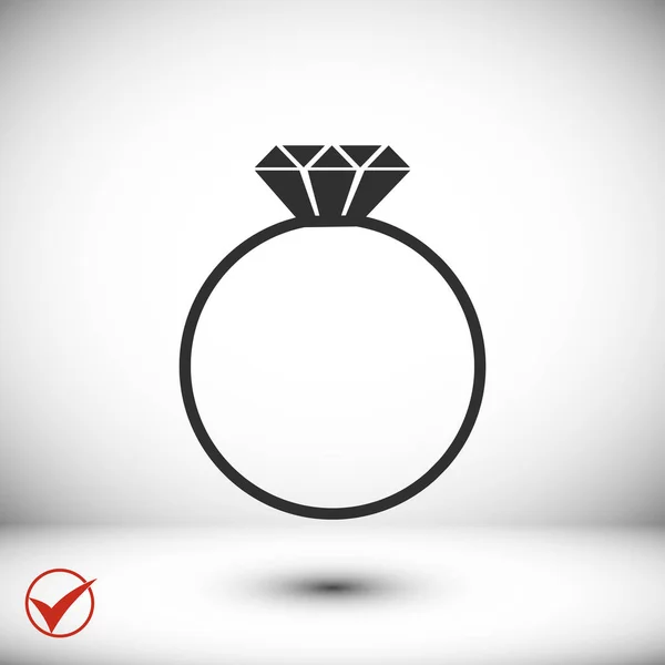 Δαχτυλίδι με διαμάντι εικονίδιο — Διανυσματικό Αρχείο