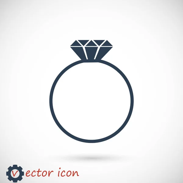 Cincin dengan ikon permata - Stok Vektor