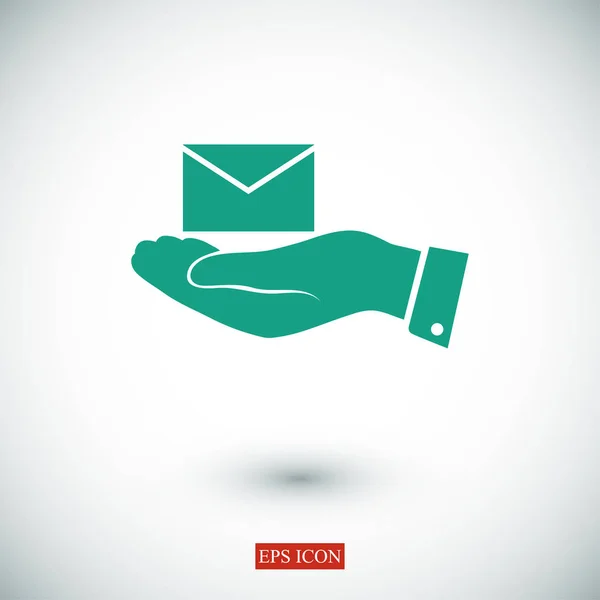 Icono de correo electrónico en mano — Vector de stock