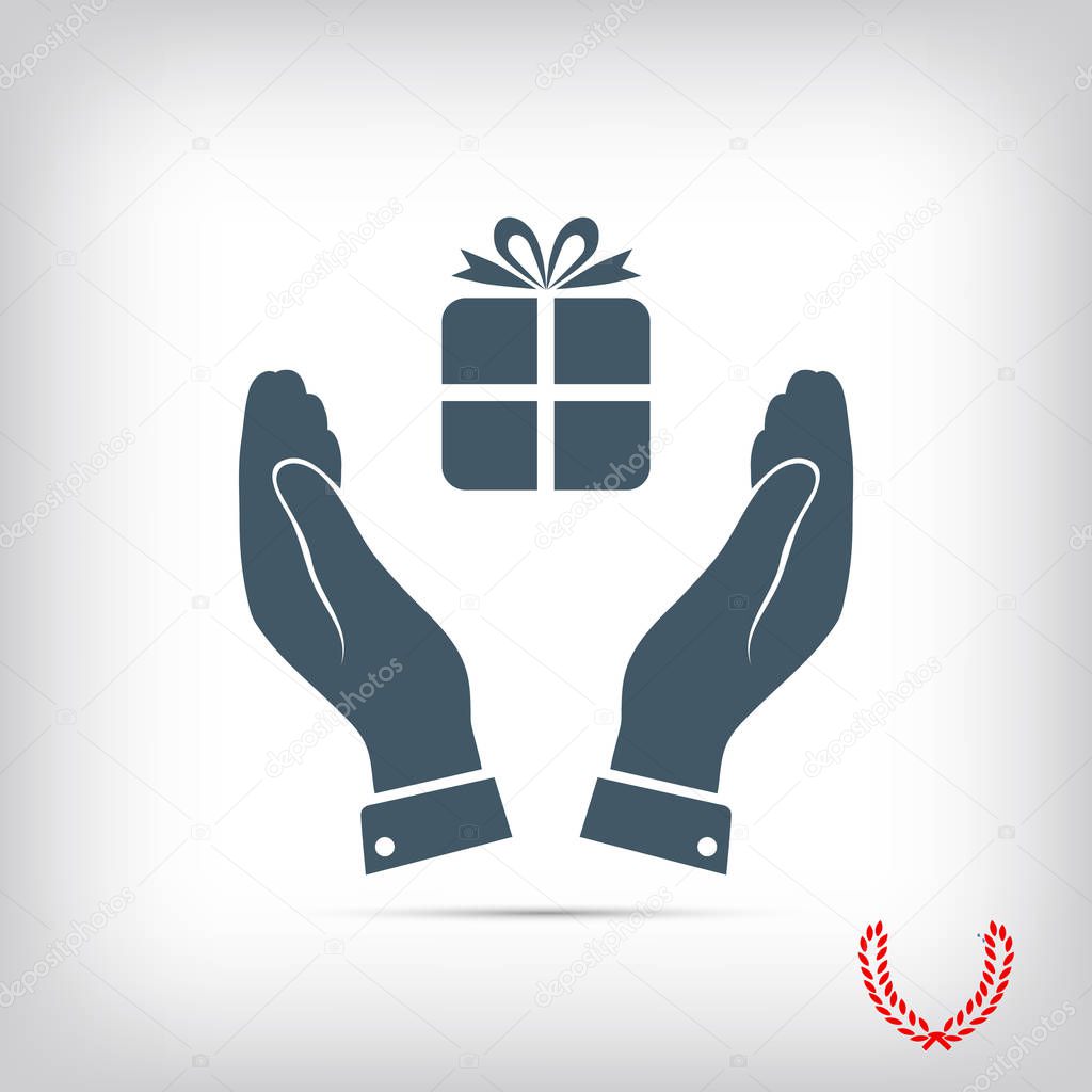 gift box in hands icon