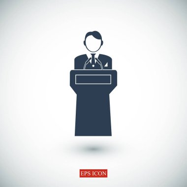  Podyum simgesi arkasında hoparlör standlar