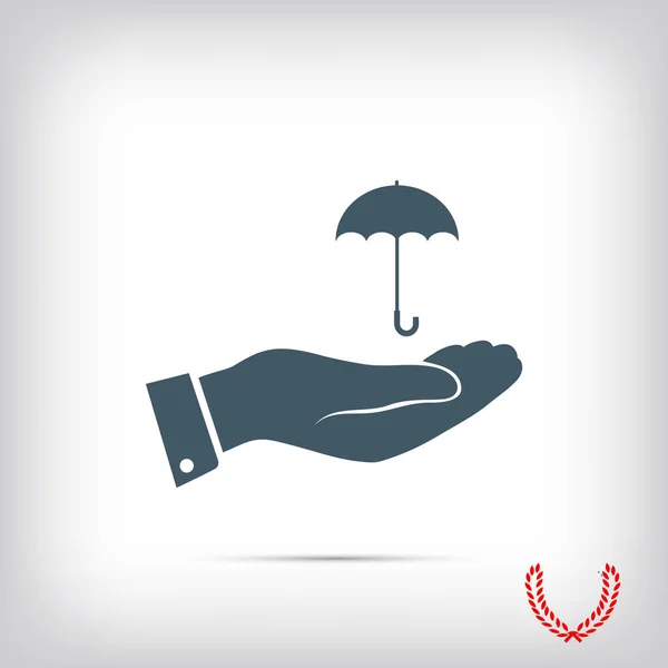 Parapluie avec icône de la main — Image vectorielle