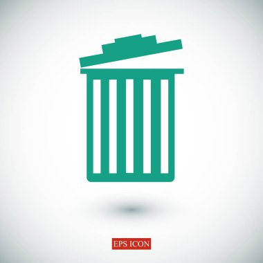 Çöp kutusu düz simgesi