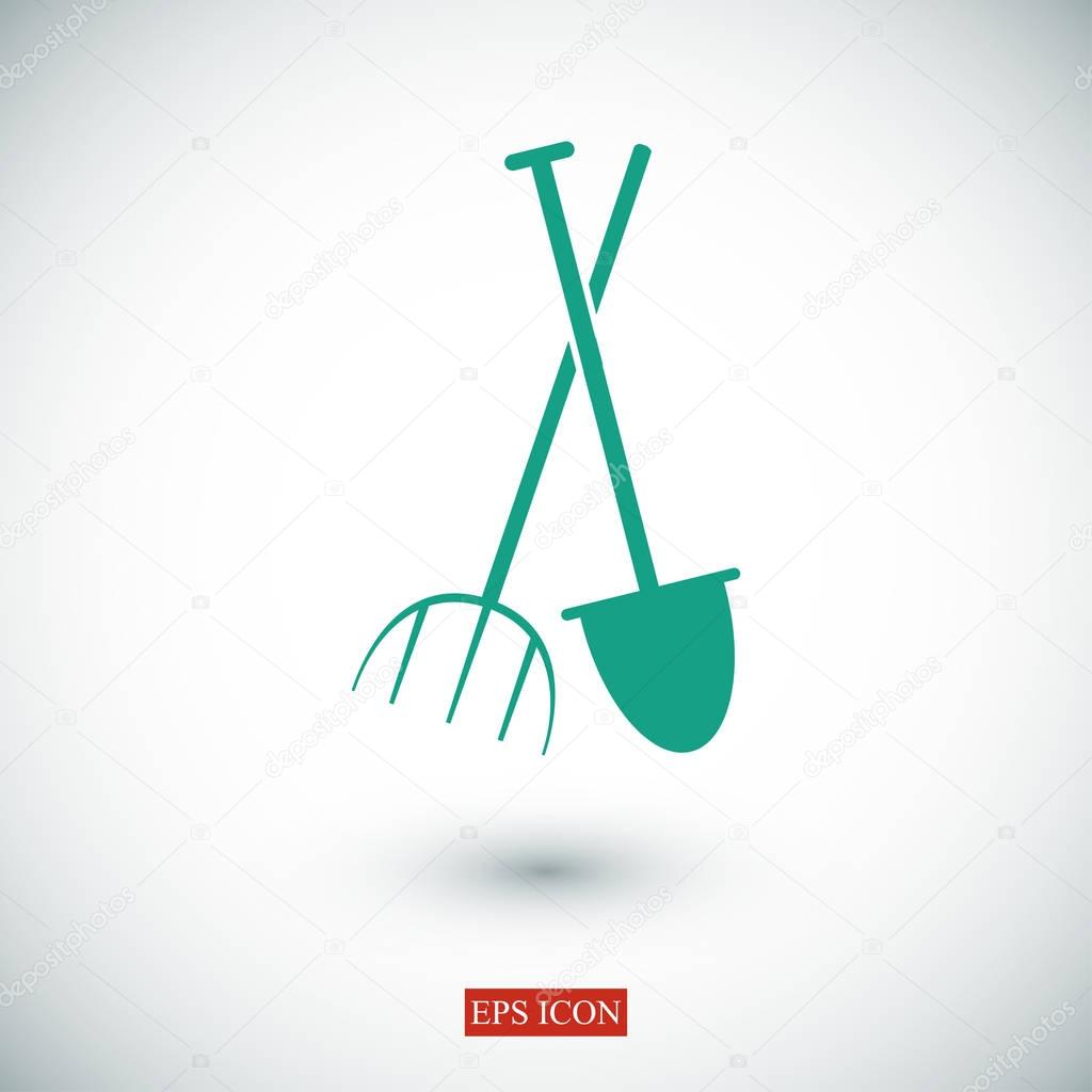 Garden fork, garden shovel icon