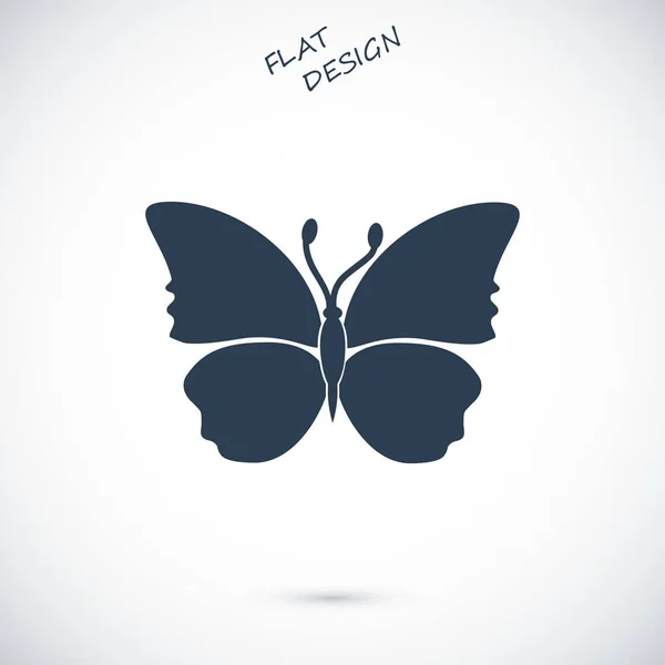 Icône plate papillon — Image vectorielle