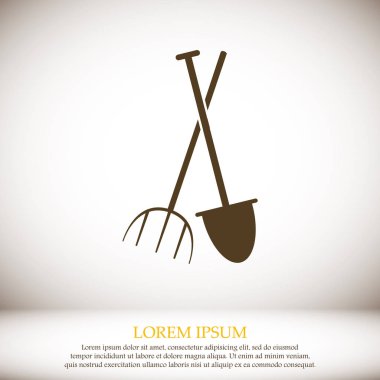 Bahçe çatal ve kürek simgesi