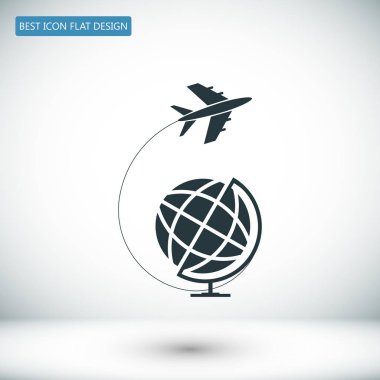 Seyahat Dünya ve uçak simgesi