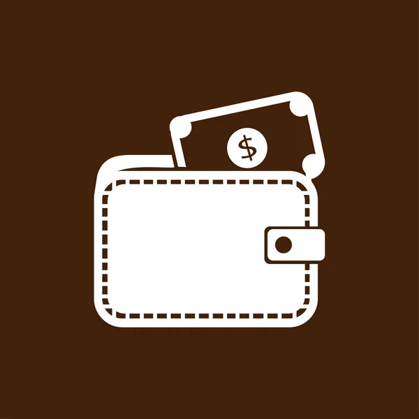 Monedero con icono de dólares — Vector de stock