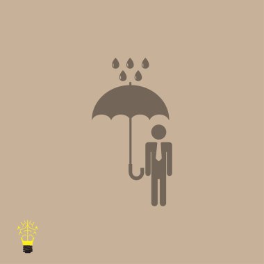 şemsiye yağmur simgesi olan adam