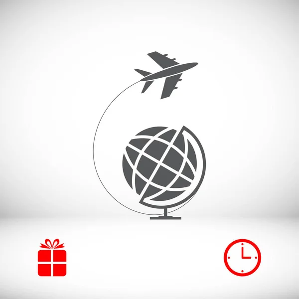 Globo y plano icono — Vector de stock