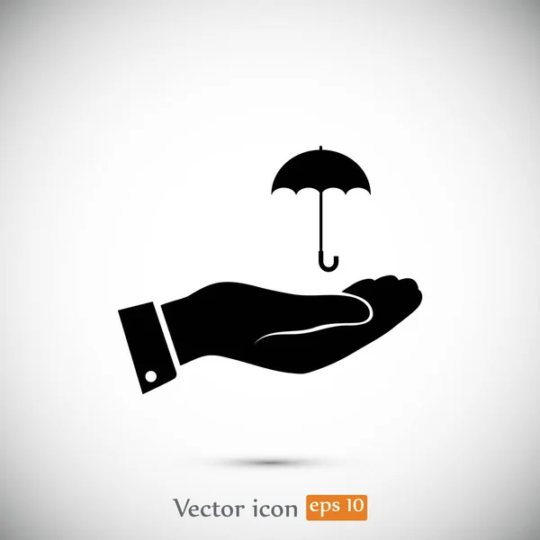 Parapluie avec icône de la main — Image vectorielle