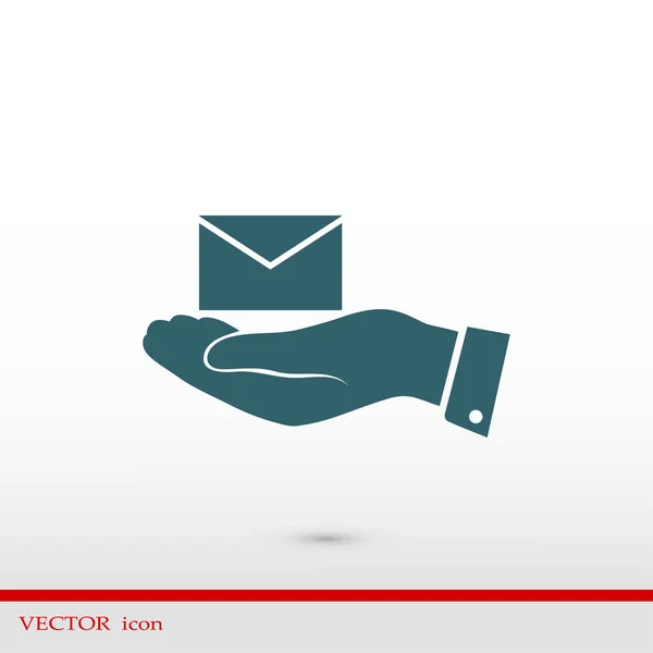 Icono de correo electrónico en mano — Vector de stock