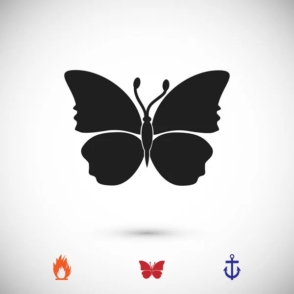 Mariposa icono plano — Archivo Imágenes Vectoriales
