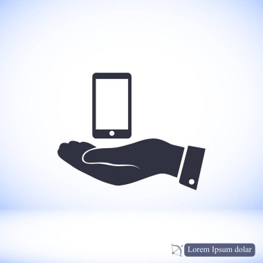 hareket eden telefon içinde el simgesi