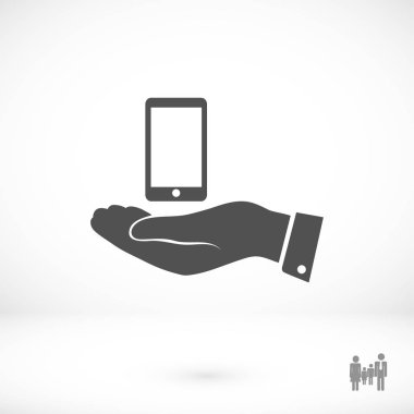 hareket eden telefon içinde el simgesi