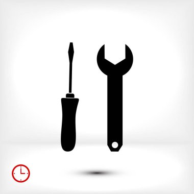 İngiliz anahtarı ve tornavida simgesi