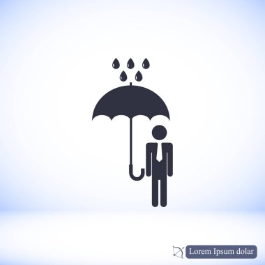 şemsiye yağmur simgesi olan adam