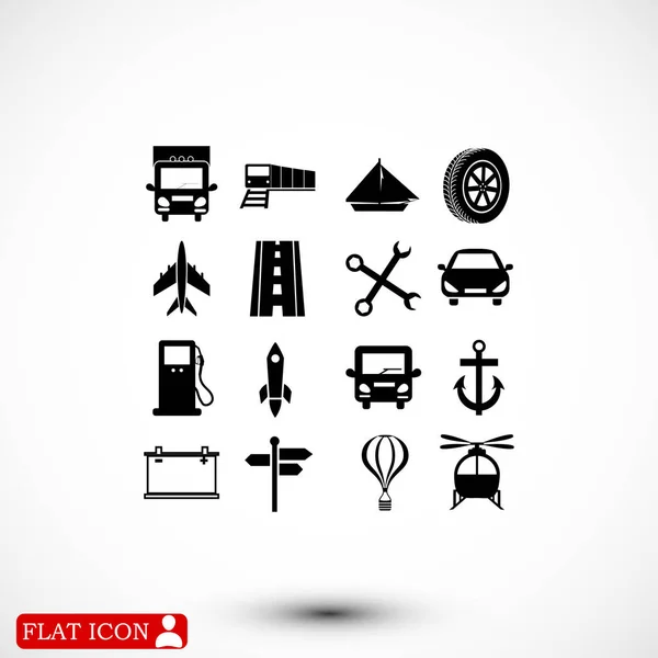 Conjunto de diferentes iconos de transporte — Vector de stock