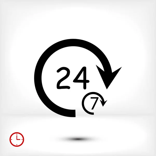 24/7 timmar logga ikonen — Stock vektor