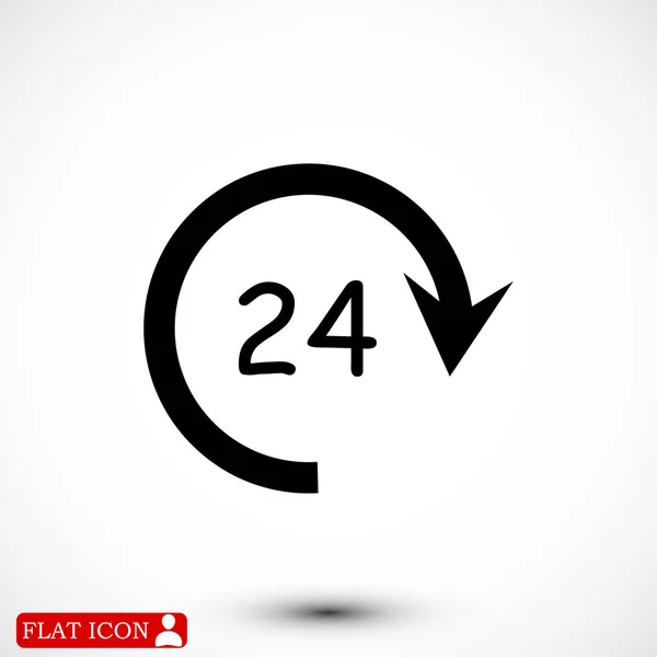 Icono plano 24 horas — Vector de stock