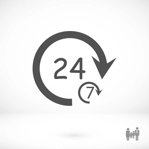 24 / 7 Stunden Zeichen Symbol — Stockvektor