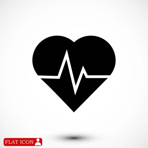 Heartbeat icona piatta — Vettoriale Stock