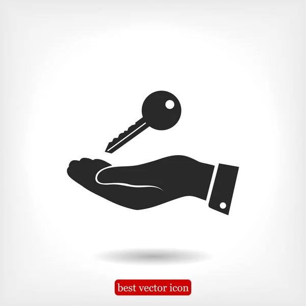 Icono clave en la mano — Vector de stock