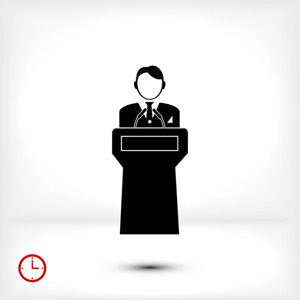 Speaker stands behind the podium — Stock Vector