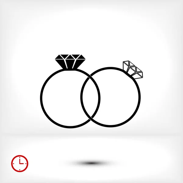 Dos anillos de compromiso icono — Vector de stock