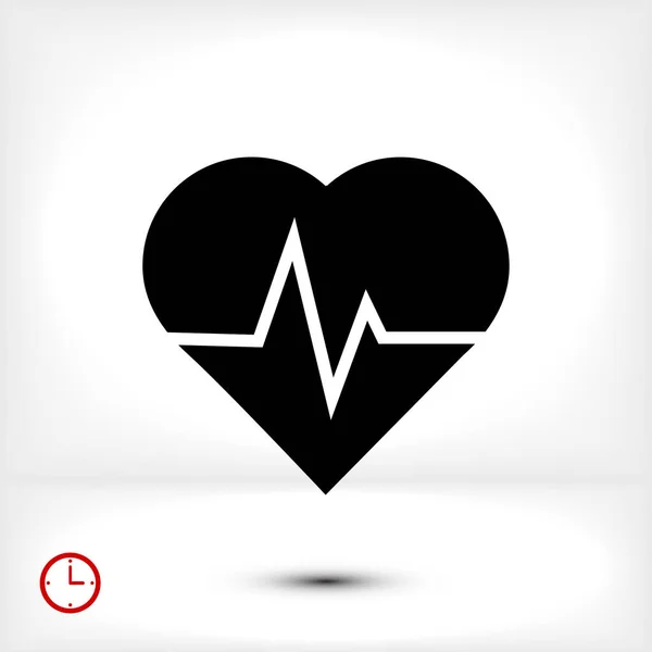 Icono plano latido del corazón — Vector de stock
