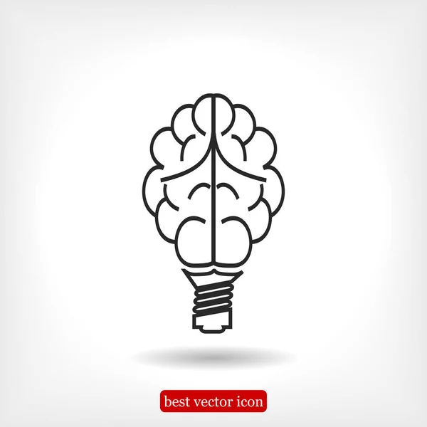 Icona della lampadina del cervello — Vettoriale Stock