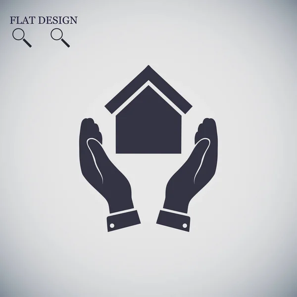 Hands holding house  icon — Stock Vector