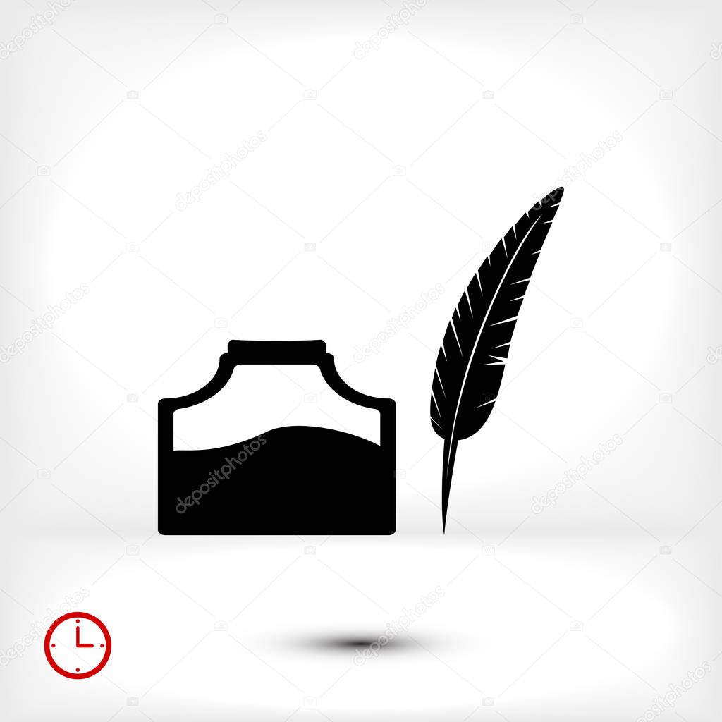 feather and ink bottle icon