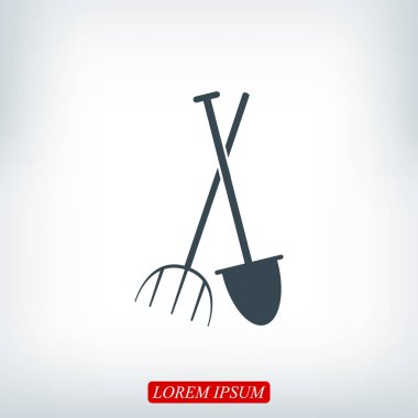 Bahçe çatal ve kürek simgesi