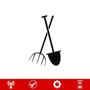 Bahçe çatal ve kürek simgesi