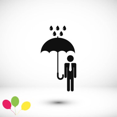 bir şemsiye yağmur simgesi olan bir adam