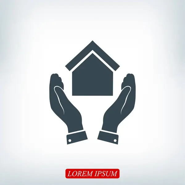Icono de la mano y la casa — Vector de stock